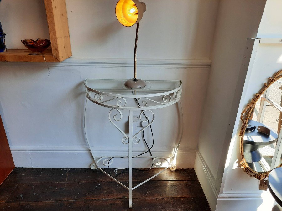 Wrought Iron Glass Top Table Circa 1970s