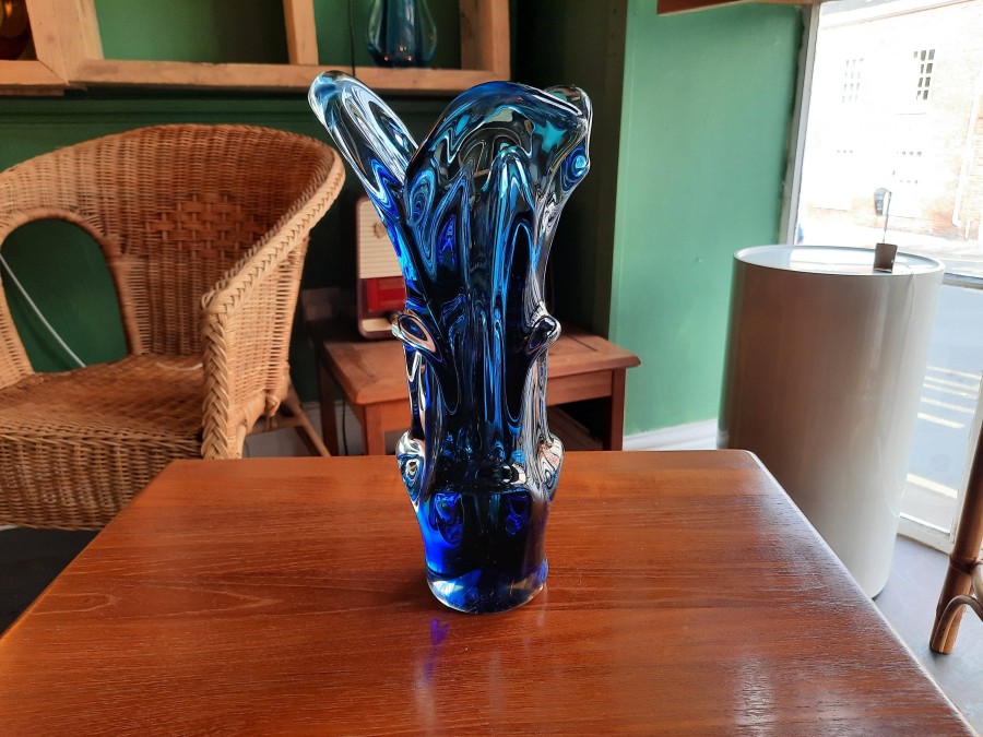 Bohemian Double Cased Art Glass Vase Circa 1970s