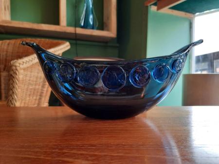 Scandinavian Art Glass Bowl In The Form Of A Viking Boat Circa 1970s