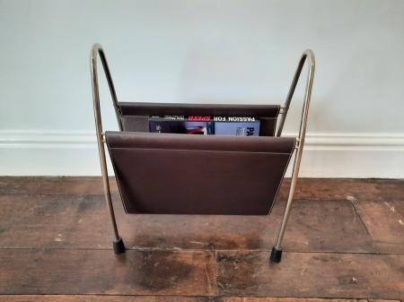 French Chrome Magazine Rack  Circa 1970s