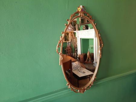 Gilt Framed Oval Mirror Circa 1970s