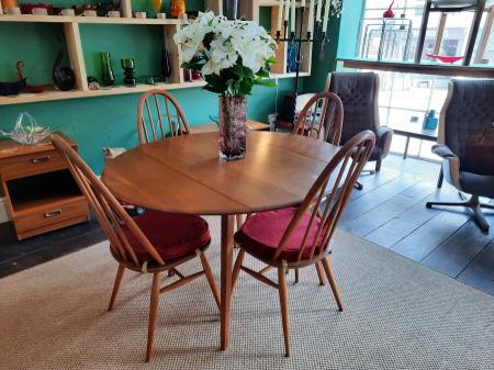 Ercol 384 Dropleaf Dining Table And Four 365 Quaker Back Chairs Circa 1960s